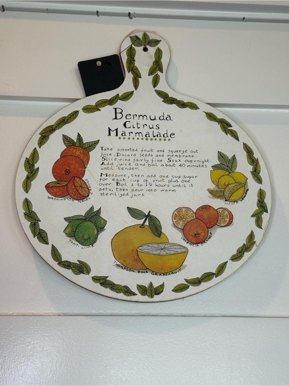 Bermuda Citrus Marmalade Decorative Paddle Sign - Citrus Illustration